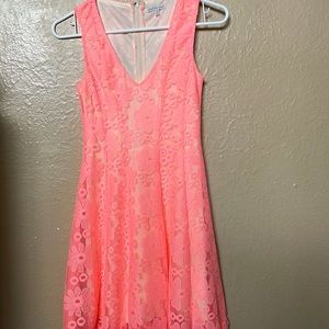 Neon Pink flower lace dress Charlotte Russe